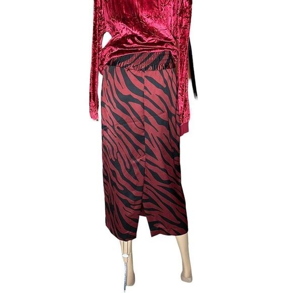 NWT Zara Animal print pencil skirt Maroon - Picture 6 of 13